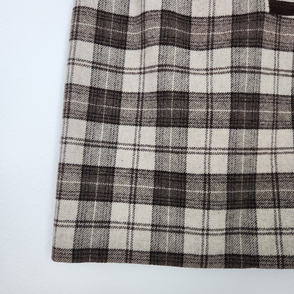 Vintage Y2K GAP Wool Brown Plaid High Waist Mini Wrap Skirt Preppy Academia 4 - Picture 3 of 7